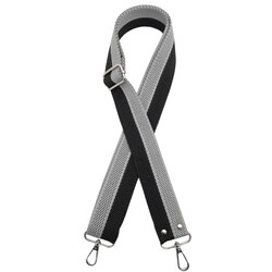 Angel Çanta Aksesuar - Angel Çanta Aksesuar 120x4 cm Polyester Kolon Çanta Sapı Siyah Gri Renk Gümüş Metalli