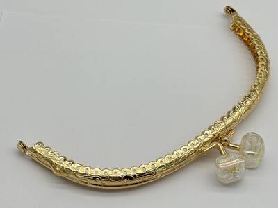 Angel Çanta Aksesuar 15.5 cm Light Gold Oval Cüzdan Çanta Klipsi Bursu Beyaz