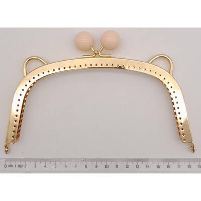 Angel Çanta Aksesuar 18.5 cm Pudra Renk Toplu Oval Çanta Klipsi Çanta Bursu Light Gold Metal