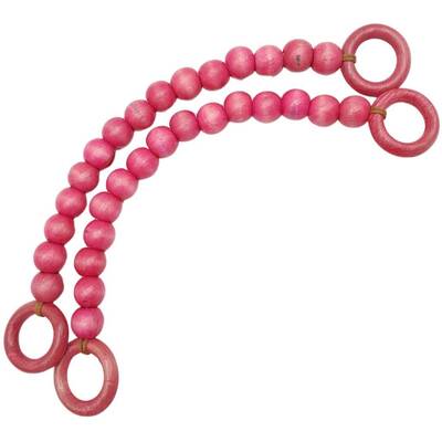 Angel Çanta Aksesuar 20 mm Ahşap Boncuklu 37 cm Pembe Renk Çanta Sapı