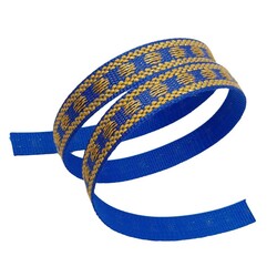 Angel Çanta Aksesuar 2.5 cm Polyester Kolon Mavi Gold Simli 1 Metre - Thumbnail