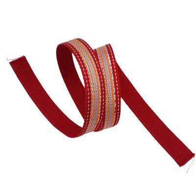 Angel Çanta Aksesuar 3 cm Polyester Kolon Kırmızı Gümüş Simli 1 Metre
