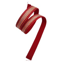 Angel Çanta Aksesuar 3 cm Polyester Kolon Kırmızı Gümüş Simli 1 Metre - Thumbnail