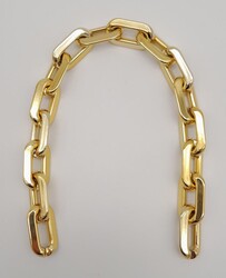 Angel Çanta Aksesuar - Angel Çanta Aksesuar 40 cm Metal Görünümlü Oval Light Gold Renk Akrilik Zincir
