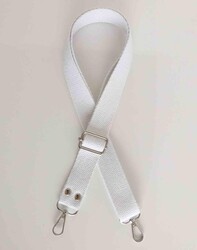 Angel Çanta Aksesuar - Angel Çanta Aksesuar Beyaz Pamuklu Kolon Ayarlamalı Çanta Sapı Gümüş Metal
