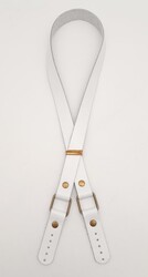 Angel Çanta Aksesuar - Angel Çanta Aksesuar Beyaz Renk Kare İki Model Gerçek Deri Çanta Sapı Antik Metalli