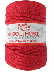 Angel Çanta Aksesuar - Angel Çanta Aksesuar Kırmızı Renk 5 Mm Jumbo Polyester Makrome