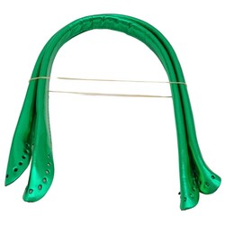Angel Çanta Aksesuar Parlak Rugan Deri Pelikan Model Çanta Sapı Yeşil Renk - Thumbnail