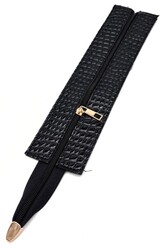 Angel Çanta Aksesuar - Angel Çanta Aksesuar Rugan Croco Siyah Renk 28 Cm Derili Fermuar Light Gold Metalli