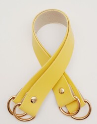 Angel Çanta Aksesuar - Angel Çanta Aksesuar Suni Deri 38x2.5 cm Sarı Renk Çift Çanta Sapı Light Gold Metalli
