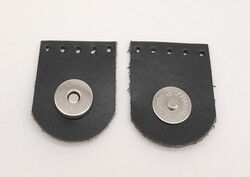Angel Çanta Aksesuar Siyah Gerçek Derili Tek Dikim Mıknatıslı Çıtçıt Gümüş Metalli - Thumbnail