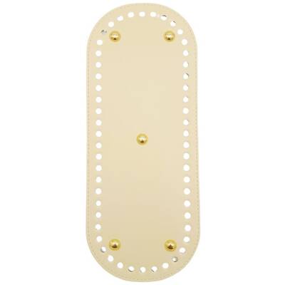 Angel Çanta Aksesuar Suni Deri 30x12 cm Oval Çanta Tabanı Krem Renk Light Gold Aparatlı