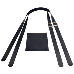 Angel Çanta Aksesuar Suni Deri Cepli Ayarlanabilir Çift Saplı Çanta Seti Siyah Light Gold Metalli - Thumbnail
