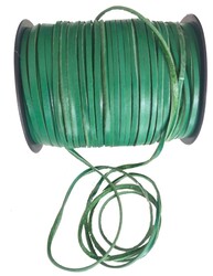 Angel Çanta Aksesuar - Angel Çanta Aksesuar Yeşil Renk Gerçek Deri 3 Mm Şerit Deri İp